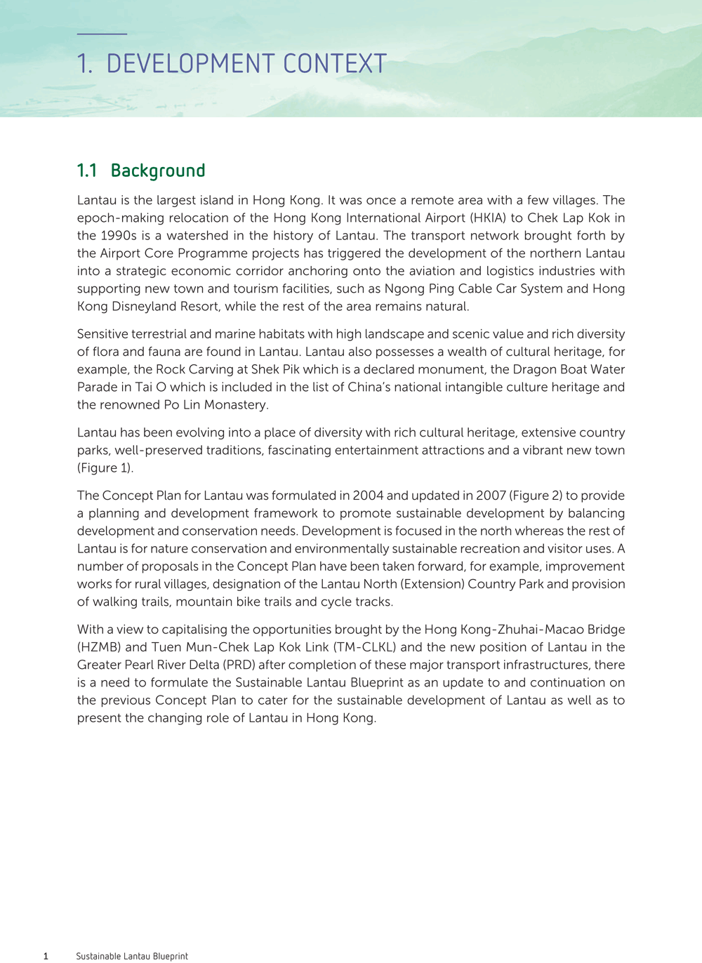 Sustainable Lantau Blueprint (full report) by HKSAR Civil Engineering and Development Department.