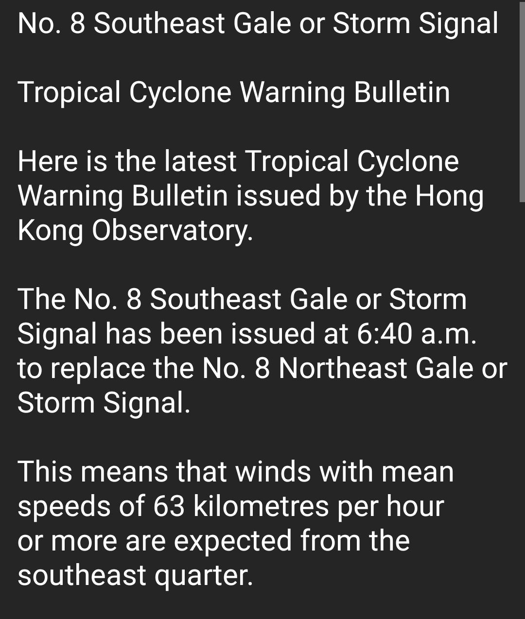 Typhoon Talim -- HK Observatory Latest