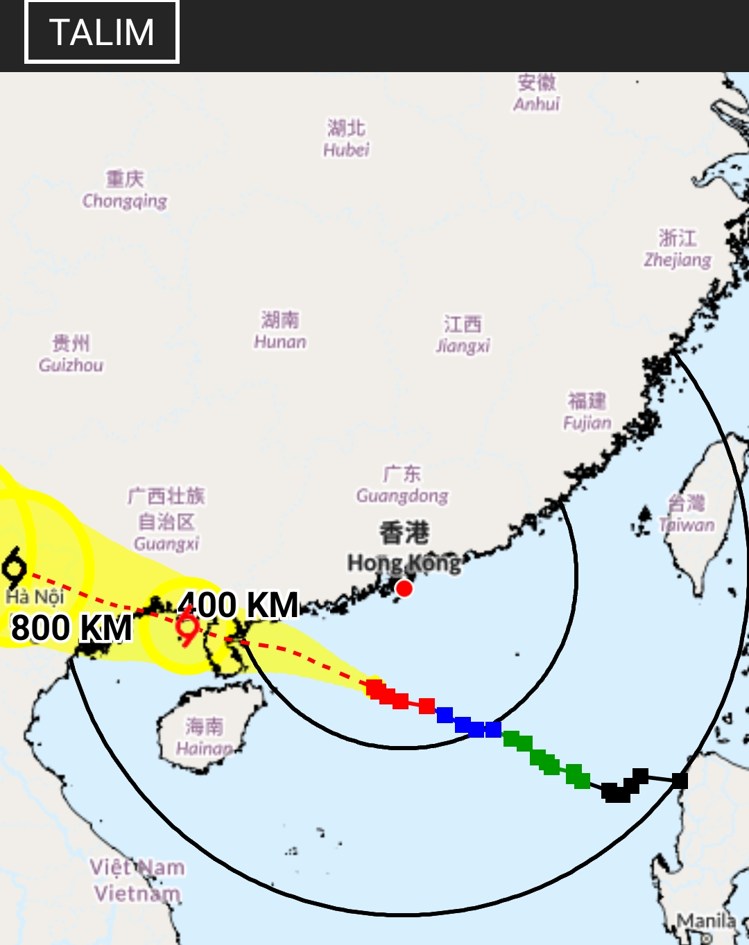 Typhoon Talim -- HK Observatory Track