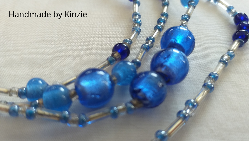 Antique Venetian Glass Blue Necklace (114cm)